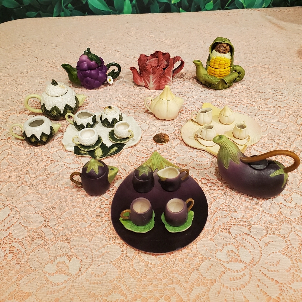 Miniature Fruit & Veggie Tea Sets